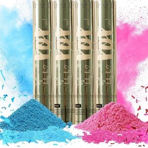 Gender Reveal Confetti Powder Cannon - Set of 4 Mixed (2 Blue 2 Pink)